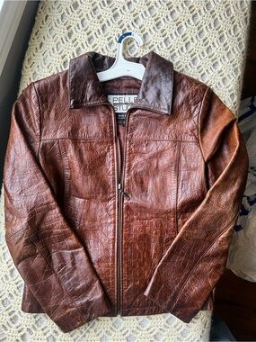 Wilson Brown Croc-Texture Leather Bomber Jacket